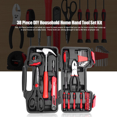 

38 Piece DIY Household Home Hand Tool Set Kit Box Hammer Pliers ScissorsHome Hand Tool Set Household Hand Tool Set