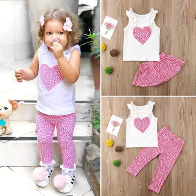

2Pcs Newborn Kids Baby Girls Sleeveless Top Skirt Pants Leggings Outfits Clothes