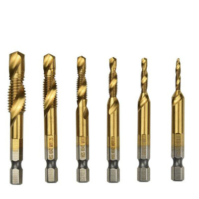 

6pcs M3-M10 Hex HSS Composite Bit Spiral Screw Tap Drill Tools Use