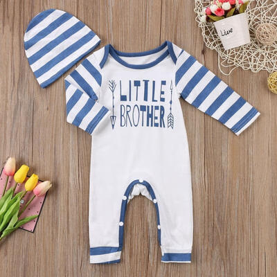 

Lovely Newborn Boys Little Brother Romper Jumpsuit Hat 2pcs Clothes Outfits Set
