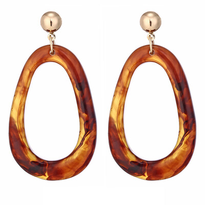 

Fashion Leopard Print Multi-Color Acrylic Acetate Drop Earrings for Women Girl Personality Simple Geometric Statement Earrings