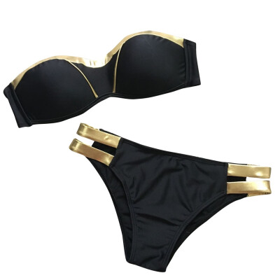 

Roseonmyhand Sexy Bikinis Set Women Gold Stamping Tankini Set Brazilian Swimwear Two-piece