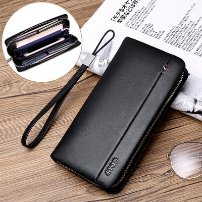 

Golf GOLF first layer cowhide mens handbag multi-function long wallet clutch bag fashion wrist bag classic mens bag S9BV1992J black