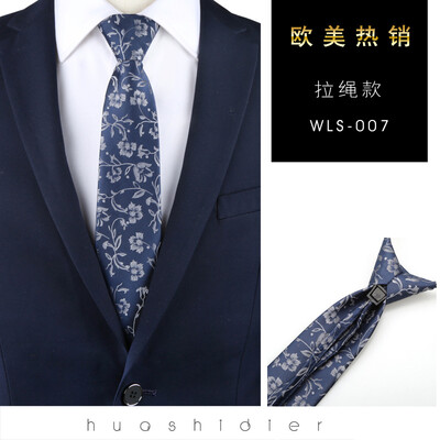 

Spot stripe mens business plaid cashew tie 8CM convenient zipper drawstring cross-border tie custom