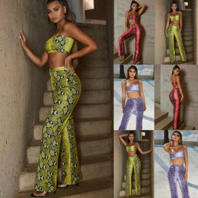 

Sexy Women Crop Tops Long Pants Trousers Clubwear Party Bodycon Jumpsuit Romper