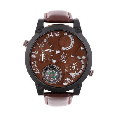 

Men Quartz Wristwatch PU Leather Strap Big Dial Casual Quartz Sports Watch