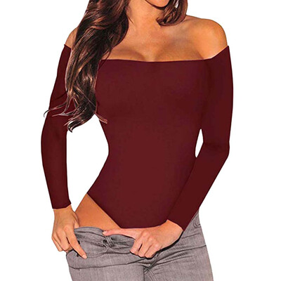 

Starmoon Womens Round Collar Long Sleeve Elastic Bodysuit Jumpsuit