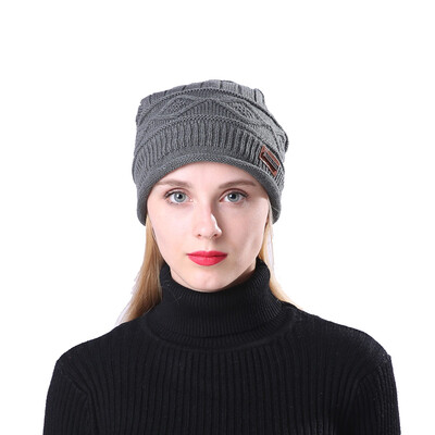 

Tailored Men Women Warm Crochet Winter Plus Velvet Plaid Ear Protector Slouchy Hat