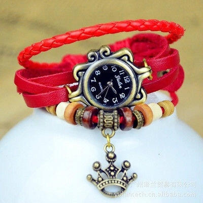 

Charming&Fashion Quartz Weave WRAP Around Leather Bracelet Girls Women Wrist Watch