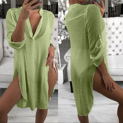 

Starmoon Women V Neck Split Design Blouse Tops Bikini Cover Beach Blouse