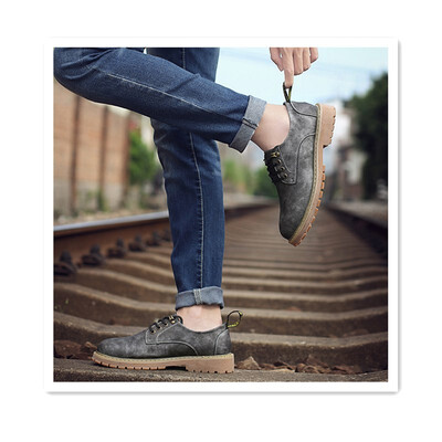 

2018 new autumn single shoes casual scrub big heads shoes mens shoes England soft bottom breathable logging shoes