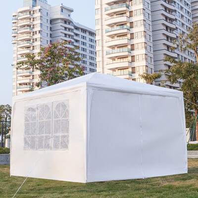 

10 x 10 Outdoor Canopy Party Wedding Tent White Gazebo Pavilion w4 Side Walls