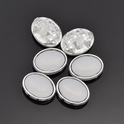 

Sew on Taiwan Acrylic Garment Accessories Faceted Oval WhiteSmoke 20x15x7mm Hole 1mm