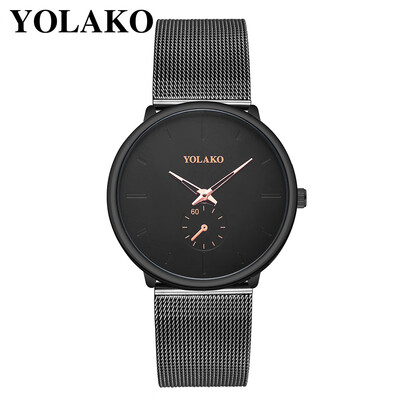 

Gobestart YOLAKO Mens Stainless Steel Mesh Belt Watch With Simple Mirror Quartz Watch