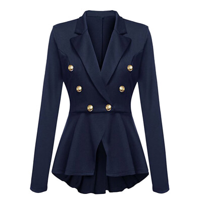 

Roseonmyhand Womens Long Sleeve Blazer Ruffles Peplum Button Casual Jacket Coat Outwear