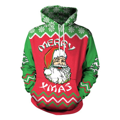 

Adult Santa Elf Anime Cosplay Sweater Unisex Christmas Costume Hooded Long Sleeve Pullover Tops Funny Printed Sweatshirt Clothes