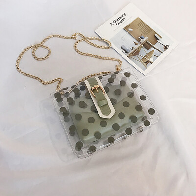 

Yang Zi with transparent jelly women slung a small bag Korean chain shoulder foreign style small square bag