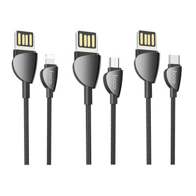 

HOCO U62 12m USB To Lightning Type-C Micro USB Nylon Braided Data Charging Cable Stylish Slender Cell Phone Cable-Type-C