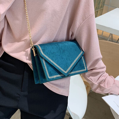 

Chic chain bag female 2019 new Korean fashion velvet small square bag simple wild single shoulder Messenger bag tide