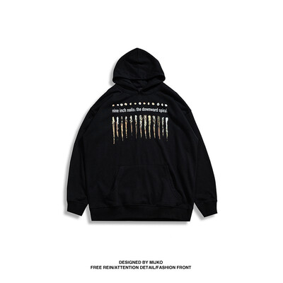 

MIJKO mens clothing womens autumn&winter new personality rock band printing hooded hoodies men&women with the same sweater tide card