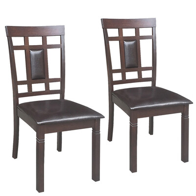 

Set of 2 PU Leather Upholstered Dining Chairs High Back Armless Furniture-Coffee