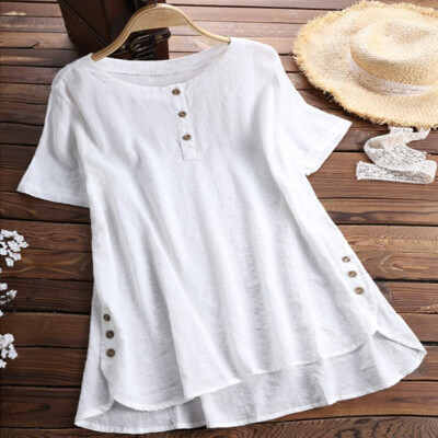 

Women Plus Size Summer Blouse Tunic Holiday Ladies Cotton Linen T-shirt Tops Lot