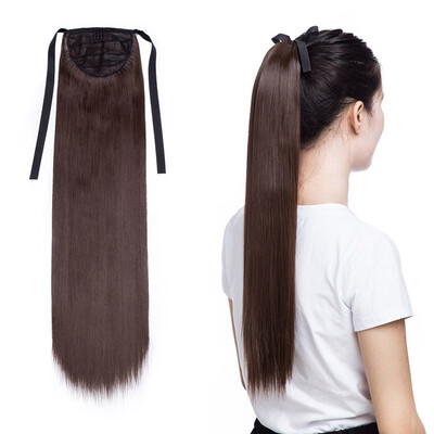

One Piece Tie Up Ponytail Clip in Hair Extensions Hairpiece Binding Pony Tail Extension for Girl Lady Woman