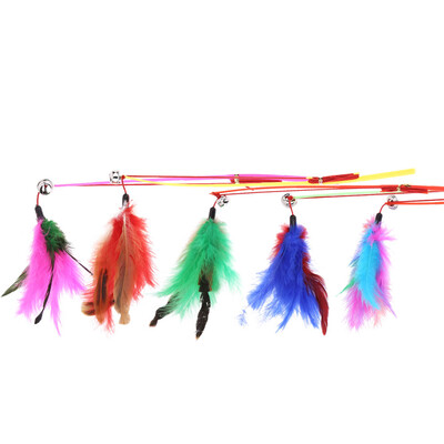 

Cat Kitten Pet Toy Colorful Feather Rod Interactive Stick Toy Wire Chaser