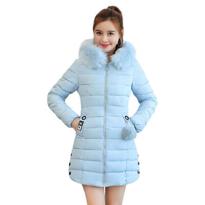 

Fashion Women Solid Color Thicken Long Parkas Plus Size Hooded Winter Coat