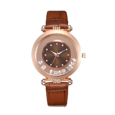 

Women Luxury Diamond Quartz Watch Lady Exquisite Alloy Case PU Leather Band Wrist Watch