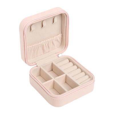 

Portable Stud Earrings Rings Storage Box PU Leather Jewelry Display Case