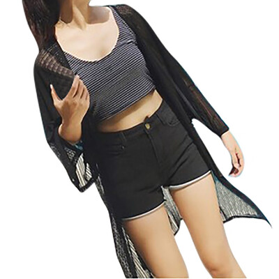 

Toponeto Fashion Women Sunscreen Shirt Cardigan Half Sleeve Pure Color Leisure Blouse