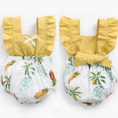 

Newborn Baby Girl Pineapple Bow Romper Bodysuit Jumpsuit Outfits Clothes Summer