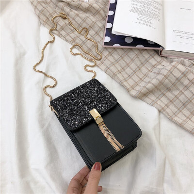 

Ins super fire sequins mobile phone bag female 2019 new Korean version of the wild single shoulder slung fashion small square bag