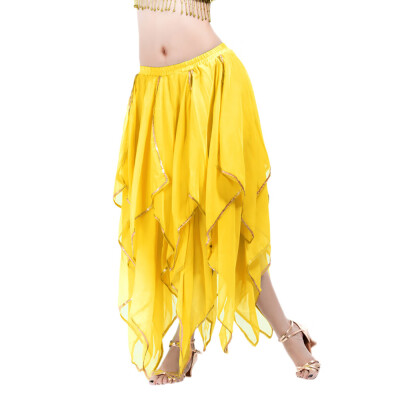 

Roseonmyhand Women Sequin Side Split Skirt Chiffon Belly Dance Performance Skirt