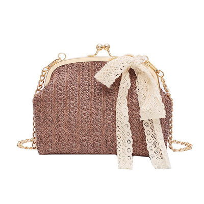 

Women Lace Ribbons Flap Handbags Sweet Straw Messenger Shoulder Bag Pouch Female Chains Crossbody Mini Bags