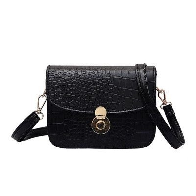 

Handbag 2019 Women PU Girls Leather Stone Pattern Solid Color Simple Versatile Shoulder Zipper Messenger Mujer Retro Square