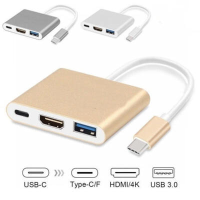 

3IN1 USB 31 Type-C USB-C to Female HUB 4K HD HDMI Data Charging Adapter Cable