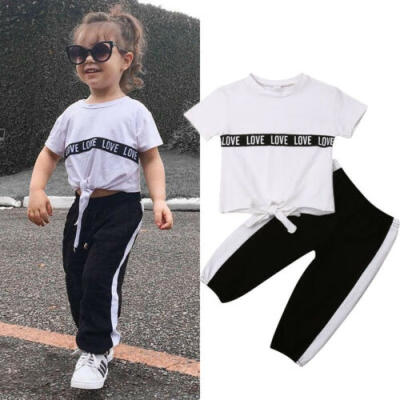 

US 2PCS Newborn Baby Kids Girls Infant Clothes Tops Leggings Outfits Tracksuit