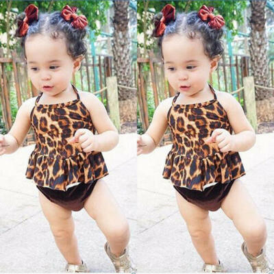 

Cute Toddler Kids Baby Girls Leopard Sleeveless Tops Dress Shorts Outfit Clothes