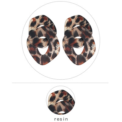 

Solememo New ZA Leopard Print Long Dangle Earrings Double Buckle Earrings For Women Vintage Big Drop Earrings Wholesale E5532