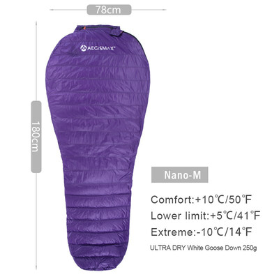 

AEGISMAX Nano Outdoor Adult Camping Ultralight Mummy Type Hiking 700FP White Goose Down Sleeping Bag Spring Atumn Summer Bag
