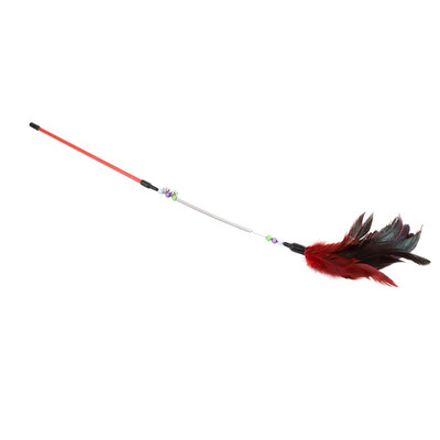

Funny Cat Teaser Toy Plastic Feather Wand Toy Pet Colorful Feather Interactive Exerciser with Bell Cat Kitten Fishing Stick