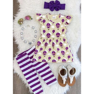 

3PCS Flower Newborn Baby Girl Flutter Sleeve Outfits Clothes Top Leggings Pants