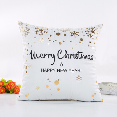 

Gold Foil Printing Case Sofa Waist Throw Polyester Cusion Cover Christmas Pillow Bedroom Living Room Decor Accessories