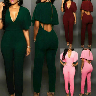 

Women Jumpsuit Romper Bodycon Playsuit Clubwear V Neck Long Party Pants Trousers