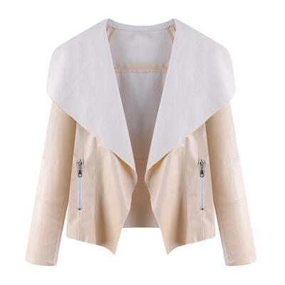 

Autumn Retro PU Leather Women Short Jackets Zipper Pockets Casual Outerwear