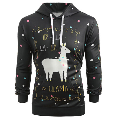 

Kangaroo Pocket Animal Lamb Graphic Drawstring Hoodie