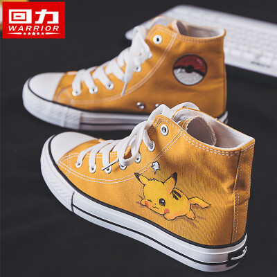 

Hand-painted shoes Pikaqiu joint board shoes children 2019 tide shoes new Korean autumn canvas shoes womens high