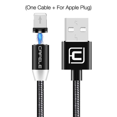 

CAFELE 100cm Magnetic USB Cable Micro Type C Cable for iphone Samsung Huawei Xiaomi Nylon Wire with LED Light